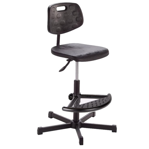 [044476] Silla para taller de poliuretano regulable en altura - Altura asiento.: 530 / 780h mm - Poliuretano negro