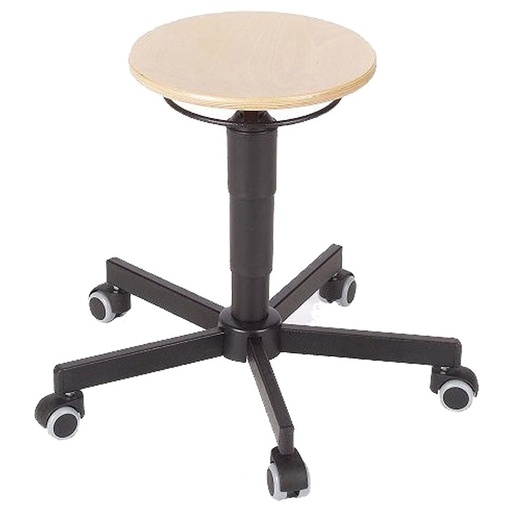 [044522] Taburete para taller de madera regulable en altura con ruedas - Altura asiento.: 400 / 530h mm - Haya