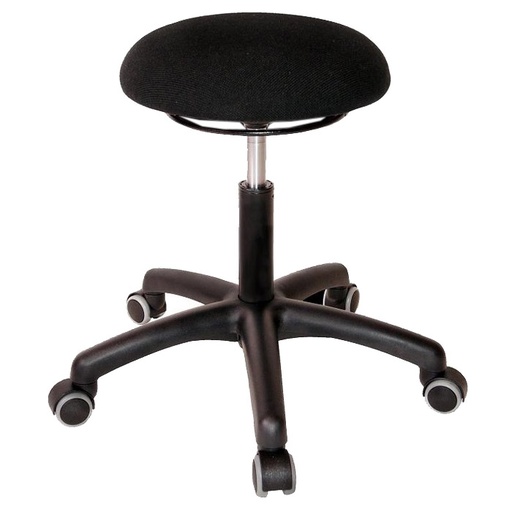 [044550] Taburete para taller de tela regulable en altura con ruedas - Altura asiento.: 470 / 600h mm - Tapizado negro