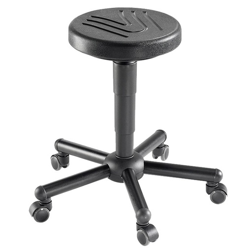 [044552] Taburete para taller de poliuretano regulable en altura con ruedas - Altura asiento.: 380 / 510h mm - Negro