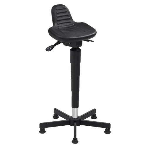 [044574] Taburete de pie para taller de poliuretano regulable en altura e inclinación y protección ESD - Altura asiento.: 625 / 910h mm - Negro