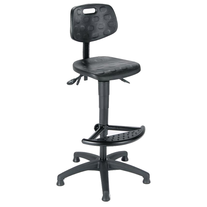 [044705] Silla para taller de poliuretano regulable en altura - Altura asiento.: 585 / 835h mm - Poliuretano negro