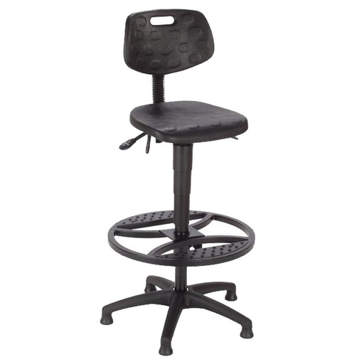 [044707] Silla para taller de poliuretano regulable en altura - Altura asiento.: 585 / 835h mm - Poliuretano negro