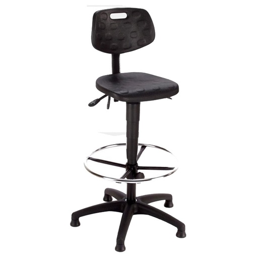 [044708] Silla para taller de poliuretano regulable en altura - Altura asiento.: 585 / 835h mm - Poliuretano negro