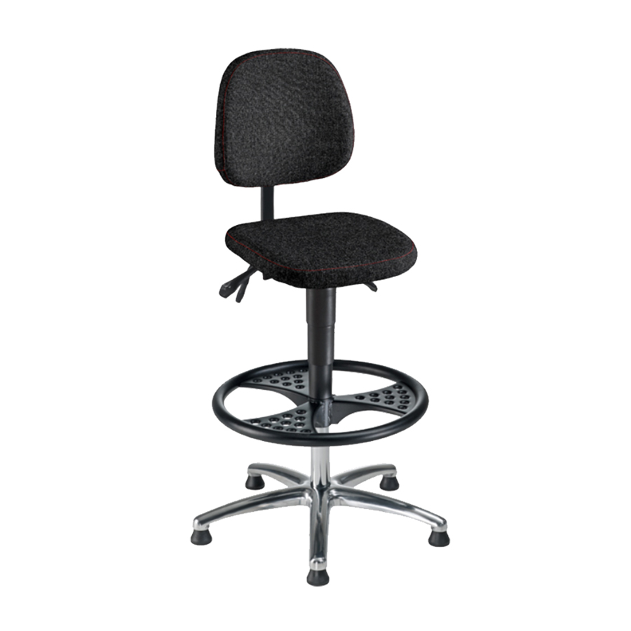 [044764] Silla para taller de tela regulable en altura con pies - Altura asiento: 590/ 840h mm - Tapizado gris antracita
