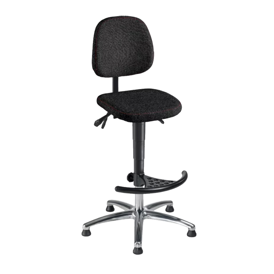 [044770] Silla para taller de tela regulable en altura con pies - Altura asiento: 590/ 840h mm - Tapizado gris antracita