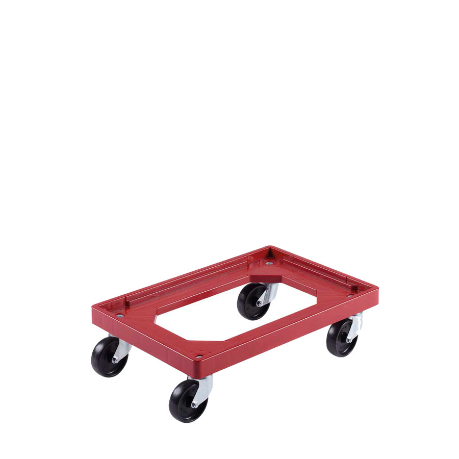 [045032] Base rodante de plástico para cajas Eurobox - Dim. plataforma 600 x 400 mm - Ruedas de nylon Ø100 mm - Rojo