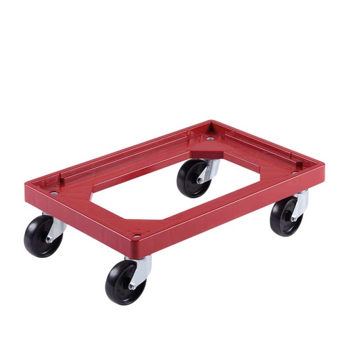 [045032] Base rodante de plástico para cajas Eurobox - Dim. plataforma 600 x 400 mm - Ruedas de nylon Ø100 mm - Rojo