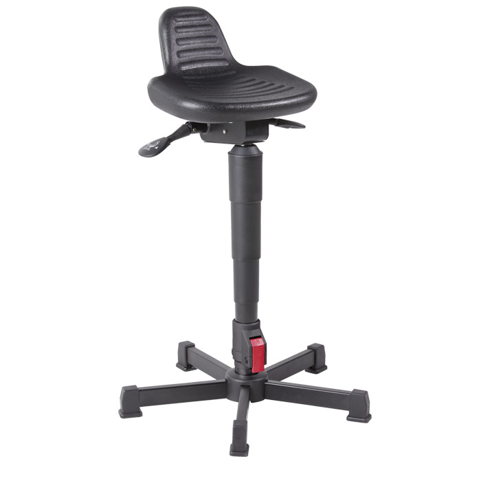 [045042] Taburete de pie para taller de poliuretano regulable en altura e inclinación - Altura asiento.: 590 / 780h mm - Negro