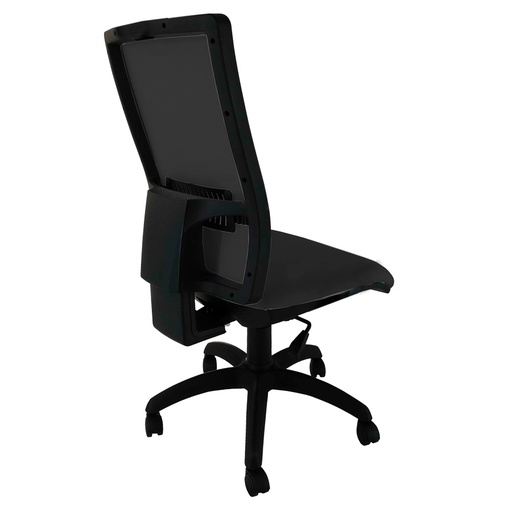[045063] Silla para oficina con respaldo de malla negra y base de tela - Dim.: 660x480x1330h mm - Negro