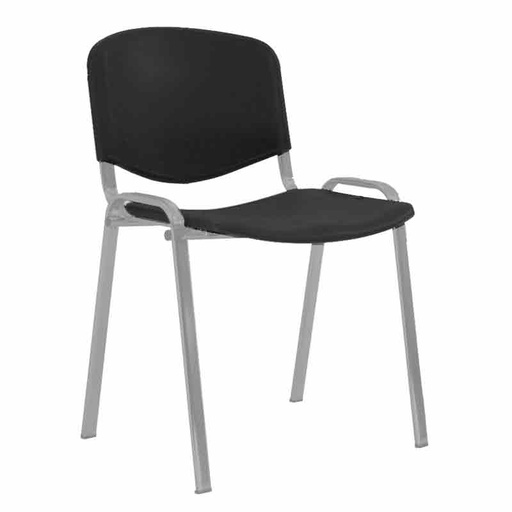 [045089] Silla con asiento y respaldo plástico negro, estructura de acero pintado en gris - Dim.: 540x470x800h mm - Negro