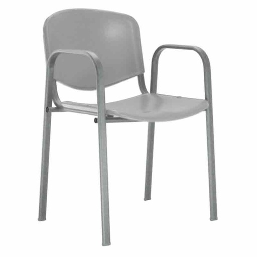 [045102] Silla con asiento y respaldo plástico gris, estructura con brazos de acero pintado en gris - Dim.: 540x470x800h mm - Gris