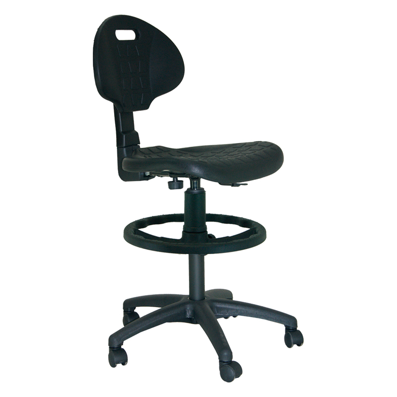 [045120] Silla para taller de poliuretano regulable en altura y con ruedas - Altura asiento.: 620 / 860h mm - Poliuretano negro