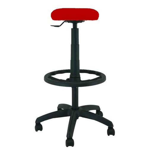 [045124] Taburete para taller de tela regulable en altura - Altura asiento.: 580 / 830h mm - Tapizado rojo