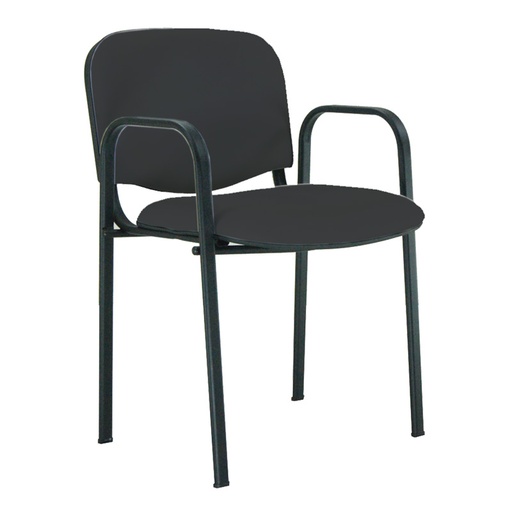 [045166] Silla de acero negro con brazos y con asiento y respaldo tapizados - Dim.: 500x560x810h mm - Negro