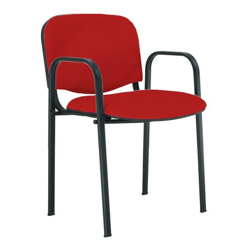 [045168] Silla de acero negro con brazos y con asiento y respaldo tapizados - Dim.: 500x560x810h mm - Rojo