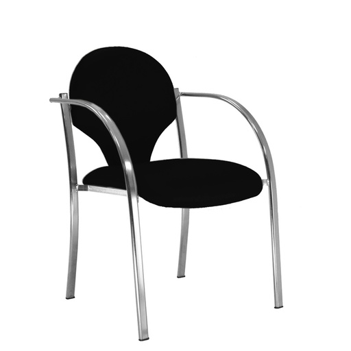 [045174] Silla de estructura de acero negro con brazos y con asiento y respaldo tapizados - Dim.: 500x560x810h mm - Negro