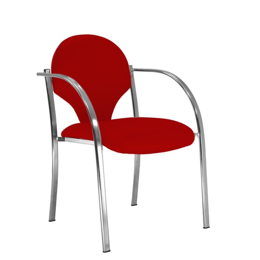 [045176] Silla de estructura de acero negro con brazos y con asiento y respaldo tapizados - Dim.: 500x560x810h mm - Rojo