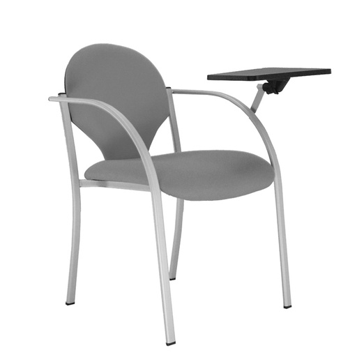 [045187] Silla de estructura de acero gris con asiento y respaldo tapizados y mesa integrada - Dim.: 500x560x810h mm - Gris