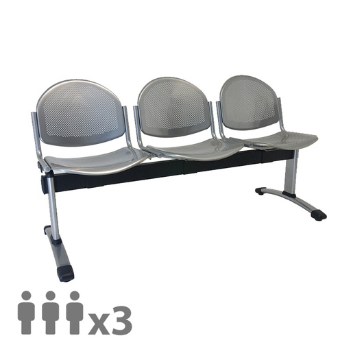 [045209] Banqueta para colectividades con asiento metálico 3 plazas - Dim.: 1500x600x830h mm - Gris