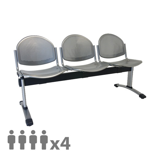 [045211] Banqueta para colectividades con asiento metálico 4 plazas - Dim.: 2000x600x830h mm - Gris