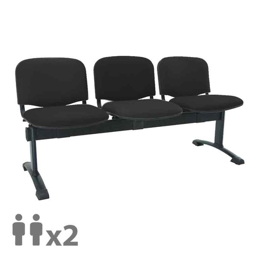 [045263] Banqueta con asientos tapizados 2 plazas y patas negras - Dim.: 1000x600x770h mm - Negro