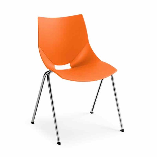 [045367] Silla monoblock de polipropileno naranja patas cromadas - Dim.: 530x420x770h mm - Naranja