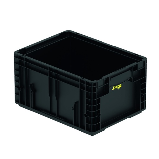 [045407] Caja plástica para sector automotriz serie KLT con protección ESD y fondo liso - Dim.: 400x300x213h mm - Negro