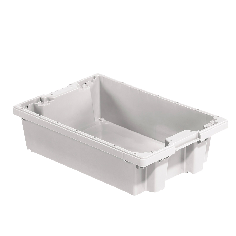 [045462] Caja plástica para pescado apilable y encajable con asas cerradas - Dim.: 600x400x160h mm - Blanco