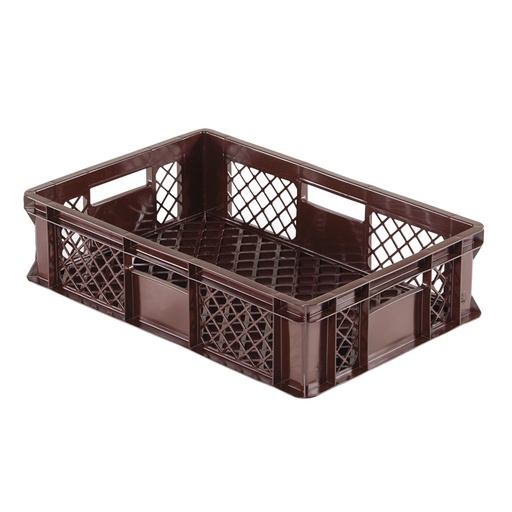 [045474] Caja plástica para pan con fondo y paredes perforadas y asas abiertas - Dim.: 600x400x150h mm - Marrón