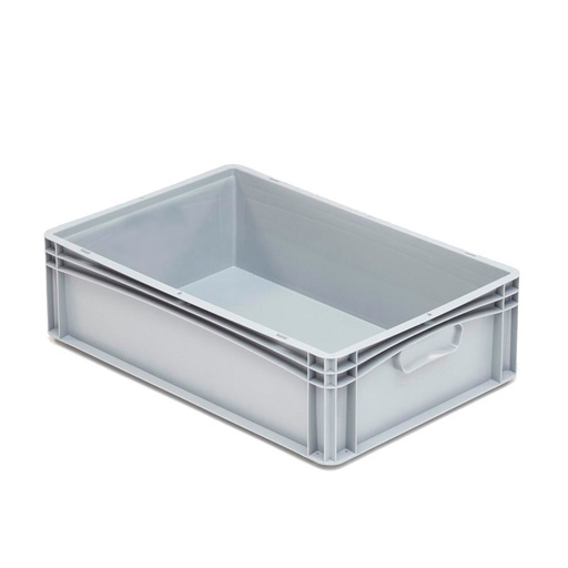 [045676] Caja plástica para transporte serie Basicline con paredes lisas y asas cerradas - Dim.: 600x400x170h mm - Gris claro