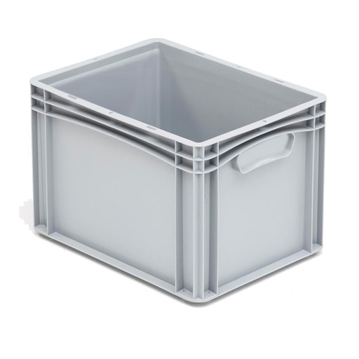 [045682] Caja plástica para transporte serie Basicline con paredes lisas y asas cerradas - Dim.: 400x300x270h mm - Gris claro