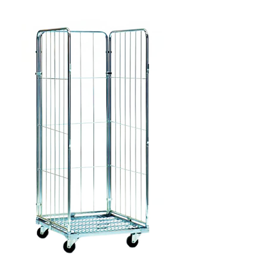 [045755] Roll contenedor de varilla cincada con 3 lados - Dim.: 720x800x1800h mm - Acero cincado