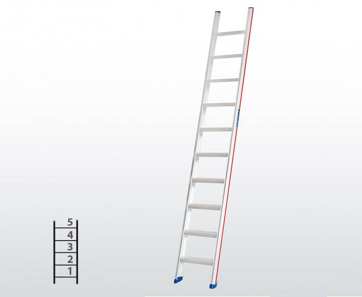 [045784] Escalera apoyable manual de un tramo para uso profesional con 5 escalones - Dim.: 425 x 1510h mm - Aluminio