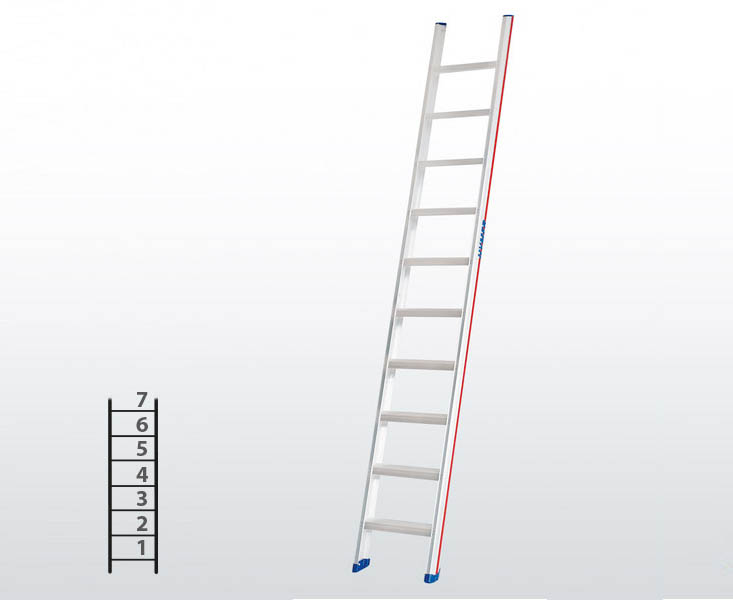 [045786] Escalera apoyable manual de un tramo para uso profesional con 7 escalones - Dim.: 425 x 2010h mm - Aluminio