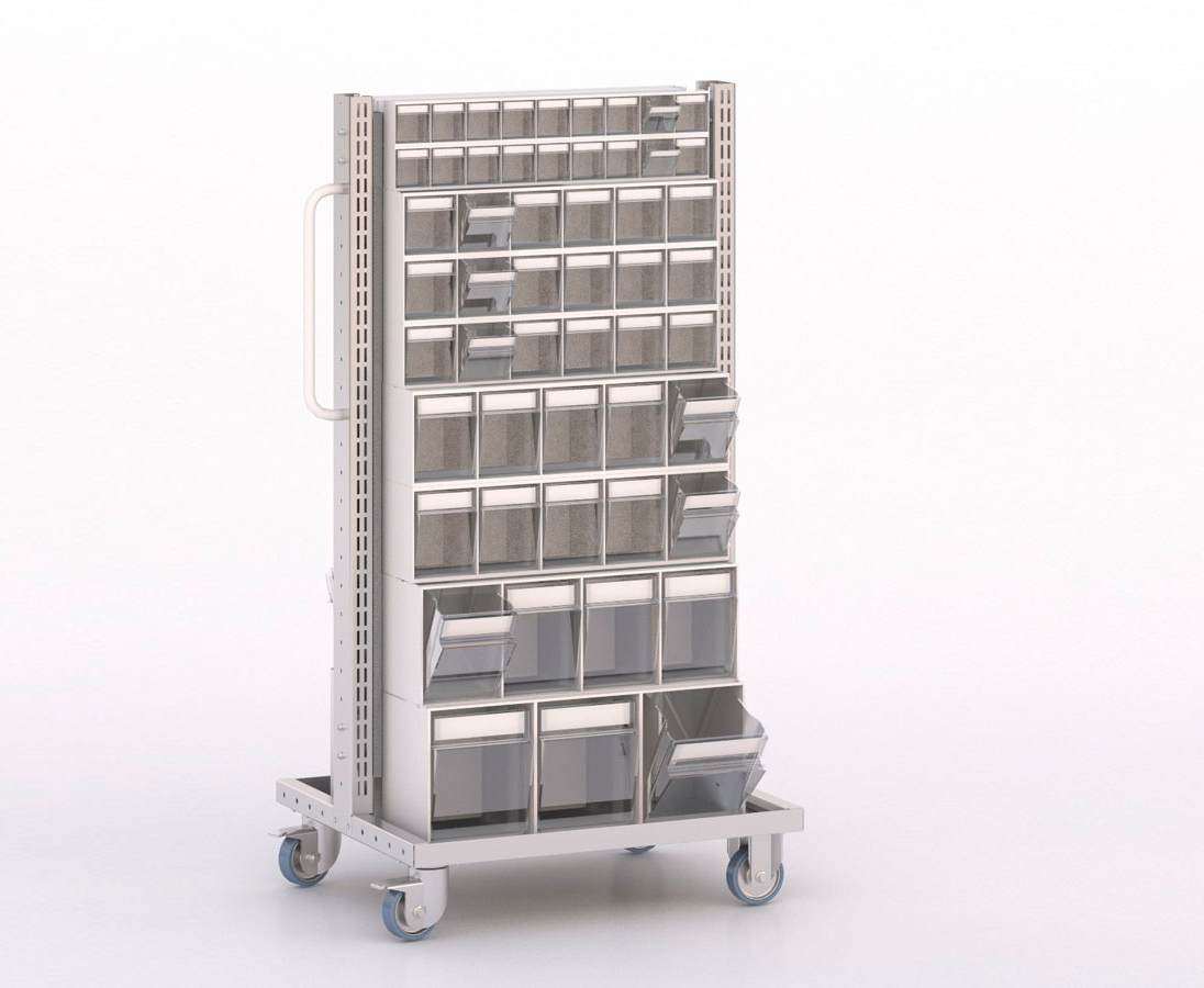 [045890] Carro modular serie Unibox con 18 cajones - Dim.: 730x613x1365h mm - Gris ral 7035