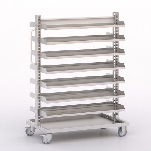 [045984] Carro modular con 14 bandejas (sin cajas) - Dim.: 1035x613x1365h mm - Cincado y Gris ral 7035