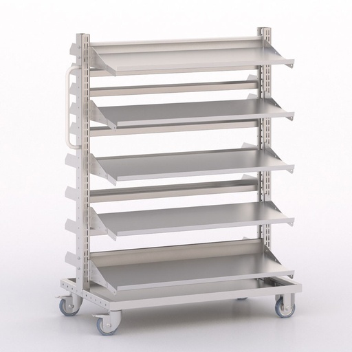 [046030] Carro modular con 14 bandejas (sin cajas) - Dim.: 1023x613x1365h mm - Cincado y Gris ral 7035