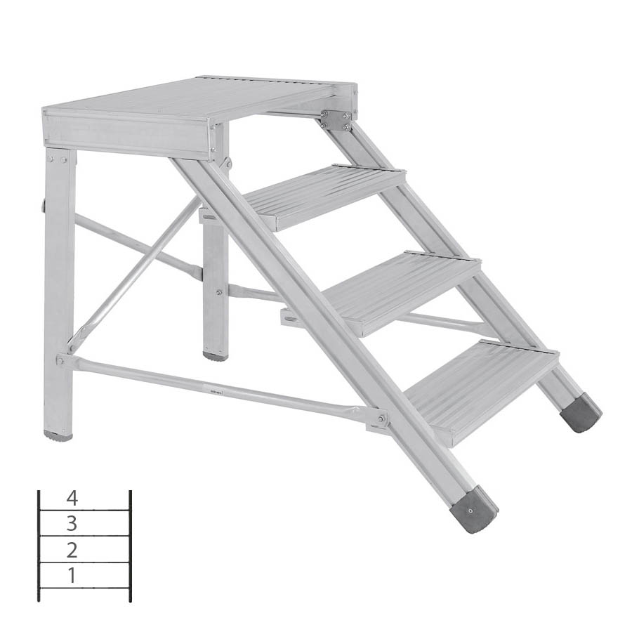 [046045] Escalera con 4 escalones y descansillo, anchura de escalones 1000 mm - Dim.: 1150x1143x800h mm - Aluminio