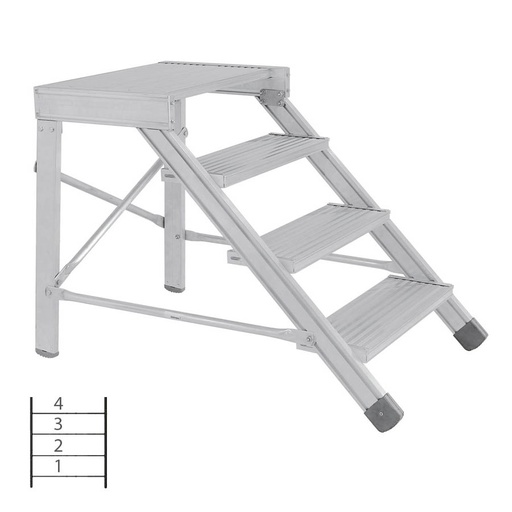 [046045] Escalera con 4 escalones y descansillo, anchura de escalones 1000 mm - Dim.: 1150x1143x800h mm - Aluminio