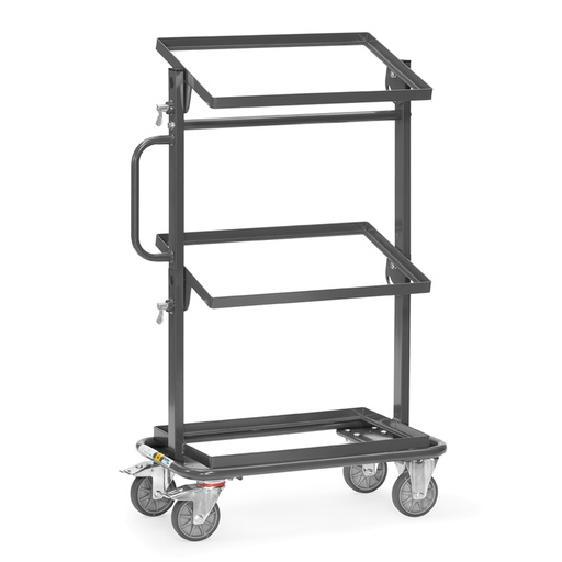 [046090] Carro de plataforma, estante móvil y tirador vertical con protección antiestática ESD - Dim. plataforma 605 x 405 mm - Gris ral 7015