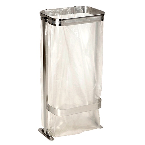 [046417] Soporte metálico para bolsas de basura (1 x 120 lts) para fijación al suelo - Dim.: 450x400x900h mm - Acero inoxidable