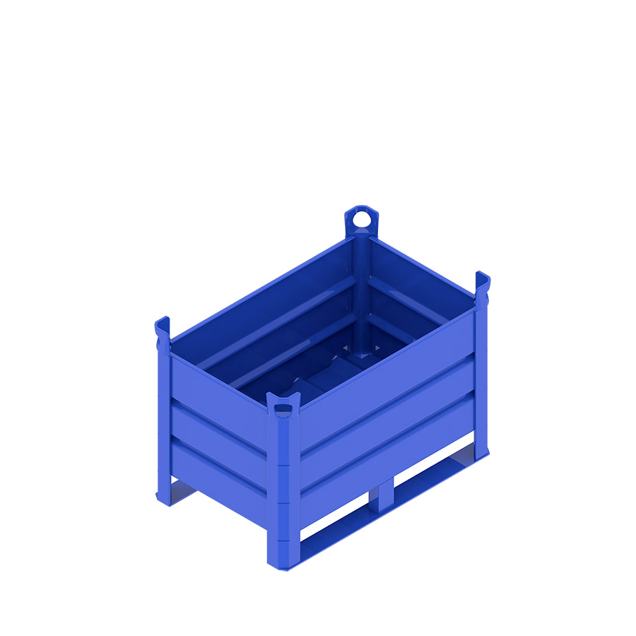 [046715] Contenedor metálico de chapa de acero con travesaños y sin puerta - Dim.: 800x500x500h mm - Azul ral 5010