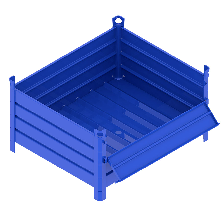 [046716] Contenedor metálico de chapa de acero con puerta - Dim.: 1200x1000x600h mm - Azul ral 5010