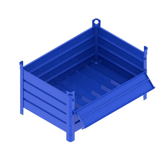 [046718] Contenedor metálico de chapa de acero con puerta - Dim.: 1200x800x600h mm - Azul ral 5010