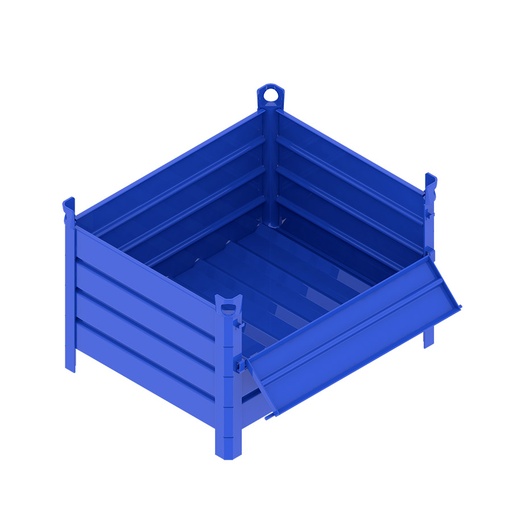[046723] Contenedor metálico de chapa de acero con puerta - Dim.: 1000x800x600h mm - Azul ral 5010