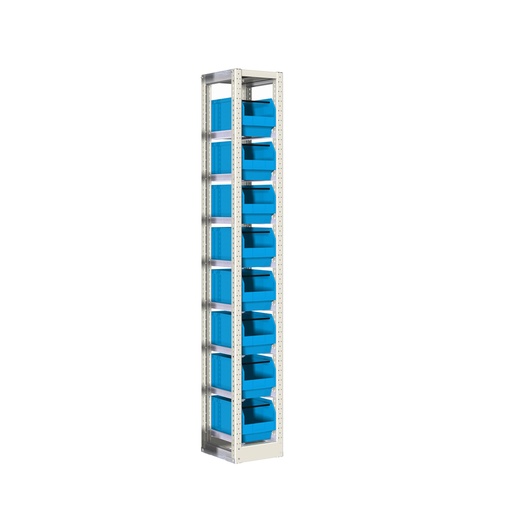 [046735] Estantería con guías y 8 cajas de 210x350x200h mm - Dim.: 302x350x2000h mm - Acero cincado