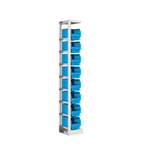 [046737] Módulo adicional de estantería con guías y 8 cajas de 210x350x200h mm - Dim.: 262x350x2000h mm - Acero cincado