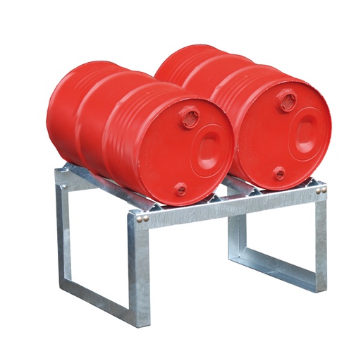 [046809] Soporte metálico para el almacenamiento de 2 barriles tumbados de 60 lts. - Dim.: 800x550x120h mm - Galvanizado
