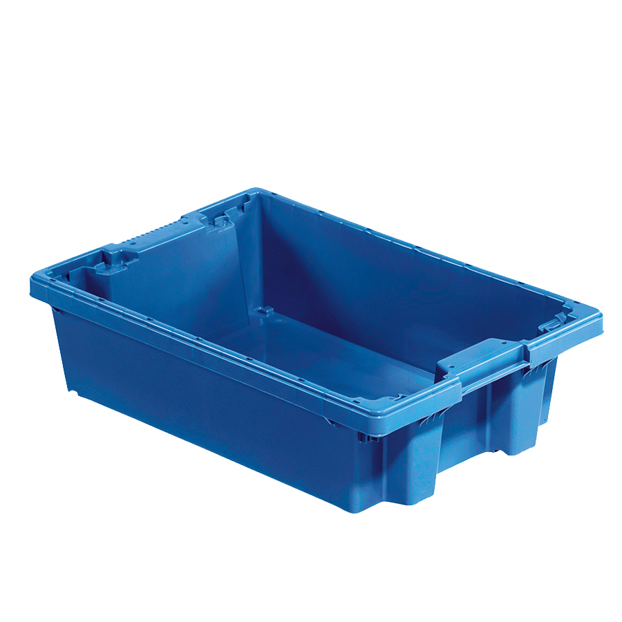 [046824] Caja plástica para pescado apilable y encajable con asas cerradas - Dim.: 600x400x160h mm - Azul